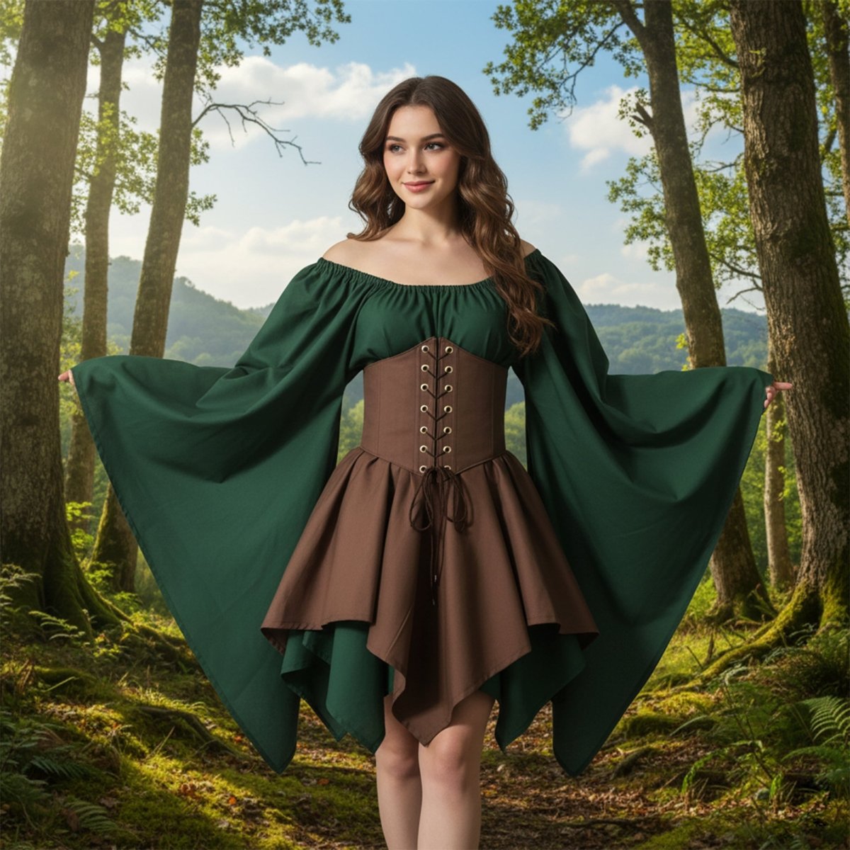 Women's Viking Medieval Dress | Renaissance Nordic Warrior Costume for LARP & Cosplay - Tunic Costumes