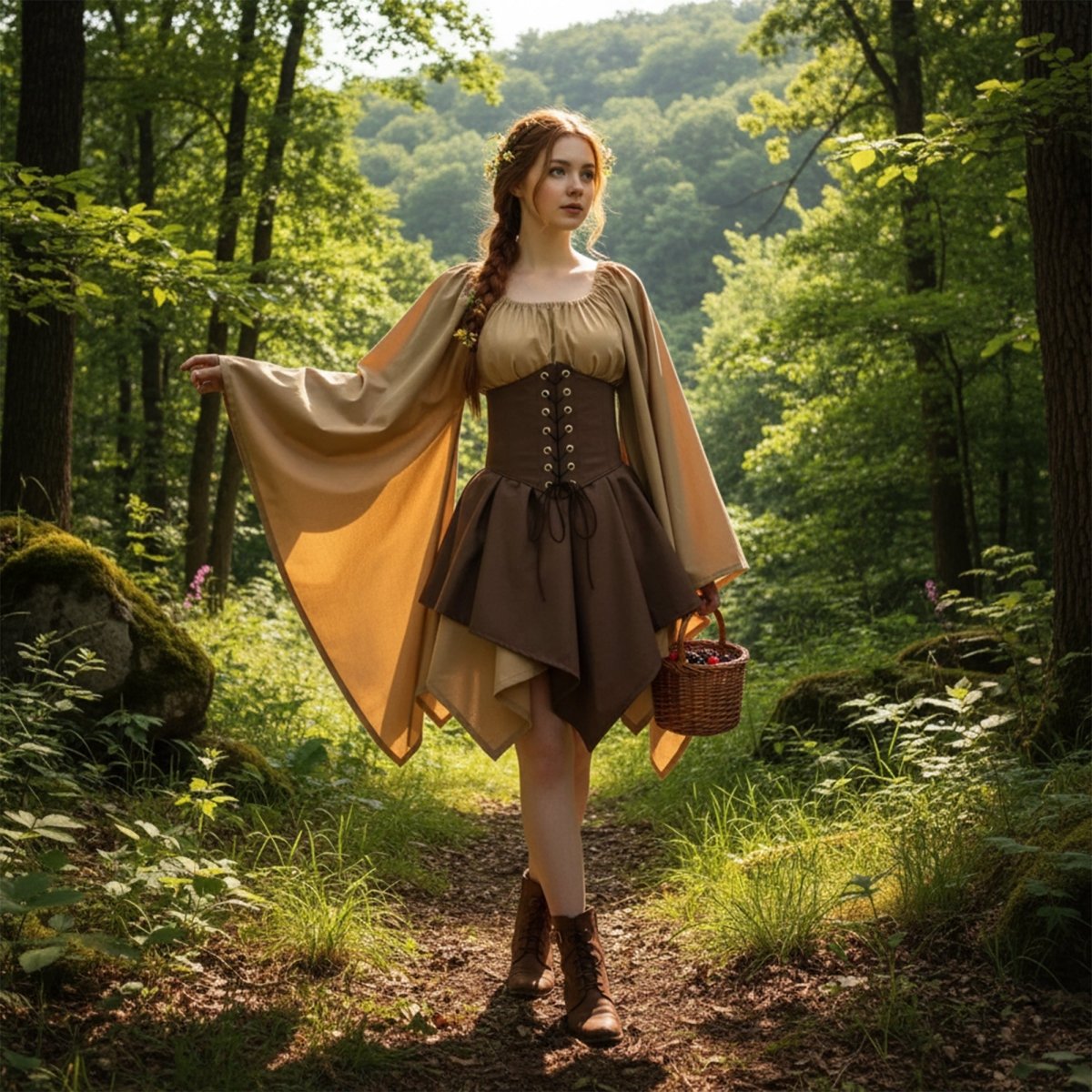 Women's Viking Medieval Dress | Renaissance Nordic Warrior Costume for LARP & Cosplay - Tunic Costumes