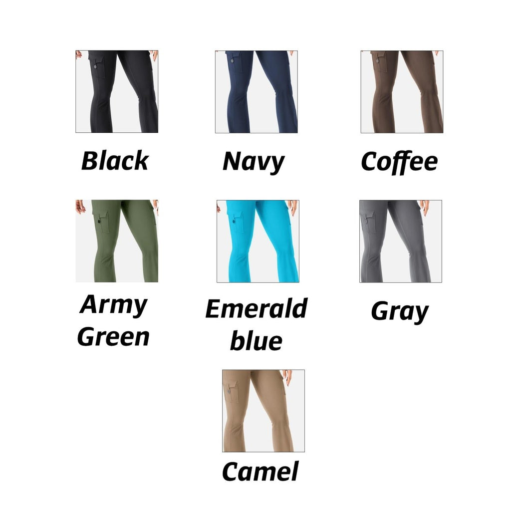 High-Waisted Flared Workout Pants with Pockets & Tummy Control - Tunic Costumes