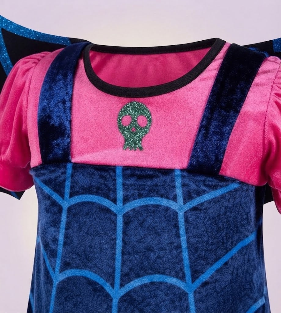 Girls' Vampire Halloween Costume with Bat Wings | Velvet Dress