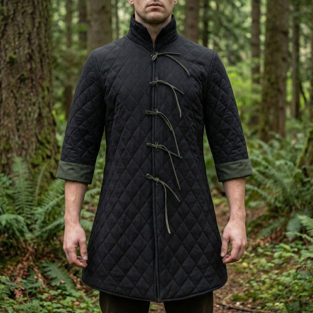Men's Viking Gambeson Jacket - Medieval Padded Armor Coat for LARP Renaissance Costume - Tunic Costumes