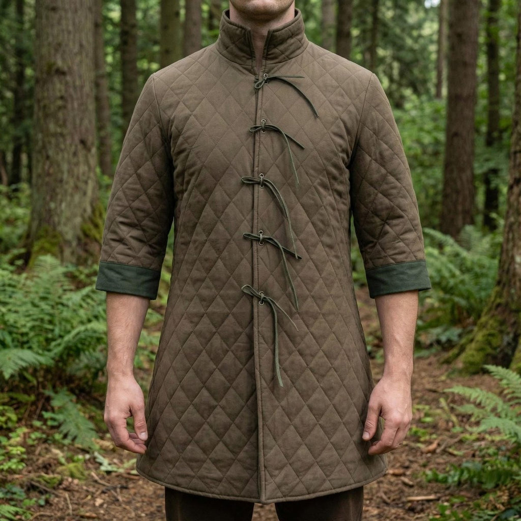 Men's Viking Gambeson Jacket - Medieval Padded Armor Coat for LARP Renaissance Costume - Tunic Costumes