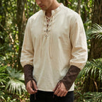 Men's Renaissance Pirate Tunic | Medieval Lace - Up Shirt | LARP Costume Outfit - Tunic Costumes