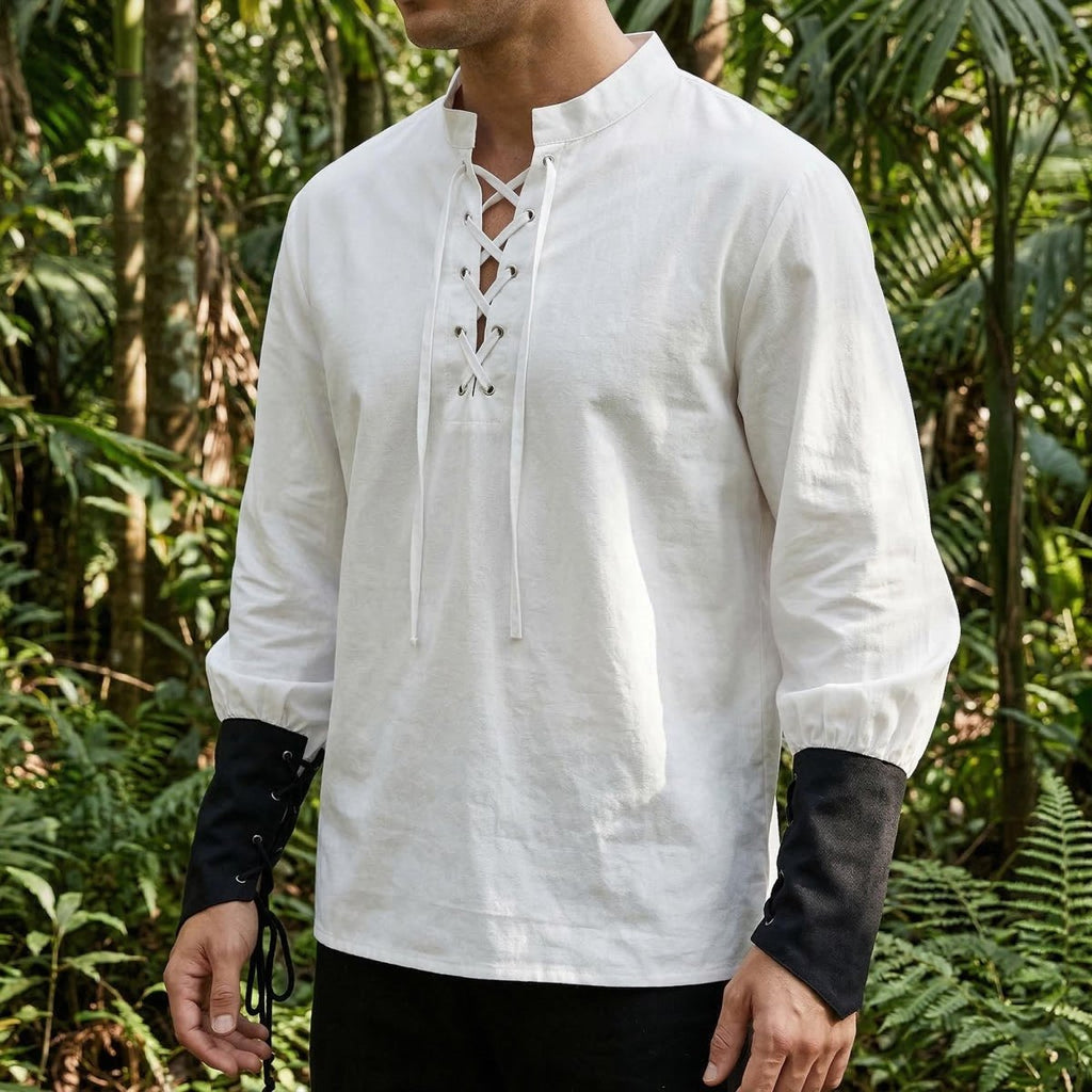 Men's Renaissance Pirate Tunic | Medieval Lace - Up Shirt | LARP Costume Outfit - Tunic Costumes