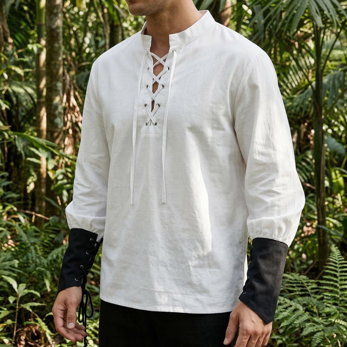 Men's Renaissance Pirate Tunic | Medieval Lace - Up Shirt | LARP Costume Outfit - Tunic Costumes
