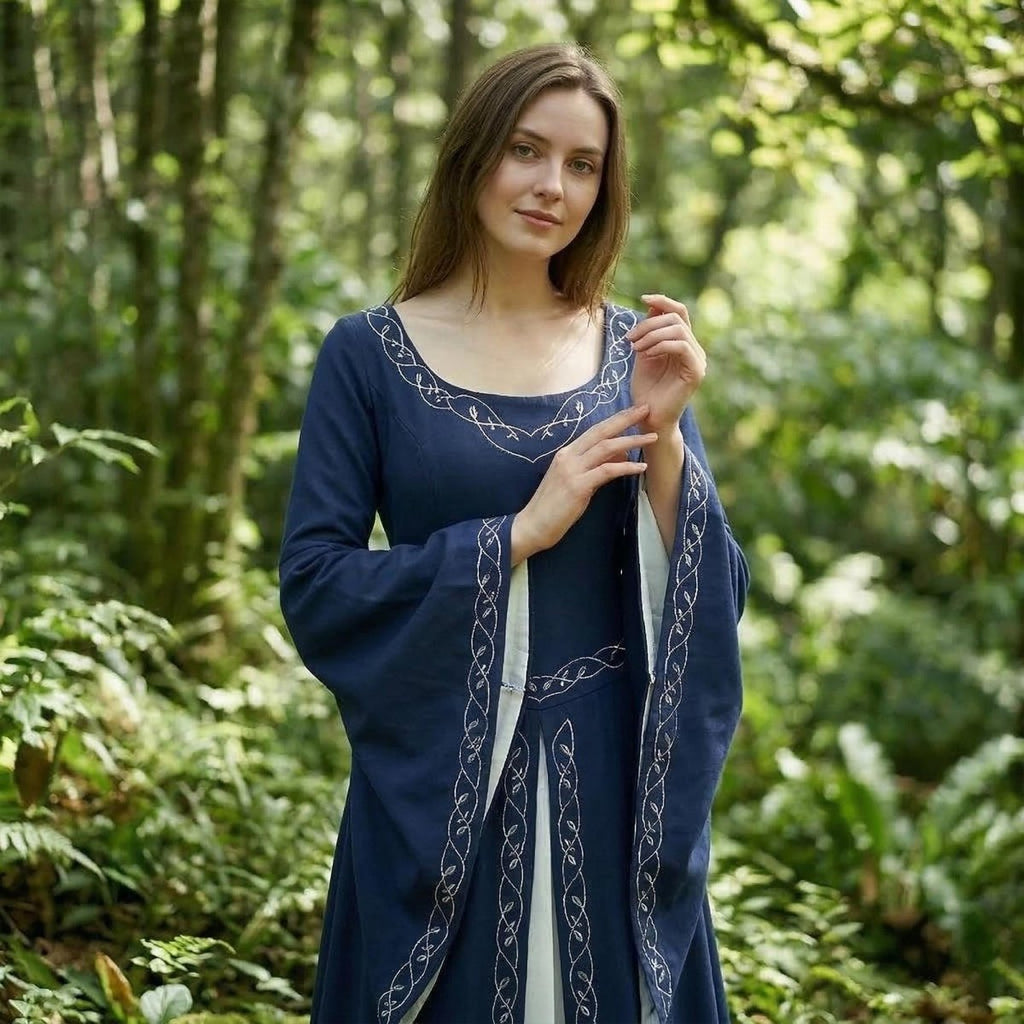 Forest Witch Medieval Dress, Vintage Embroidered Elf Costume, Adult Fantasy Party Dress, Role - Playing Outfit, Larp Costume - Tunic Costumes