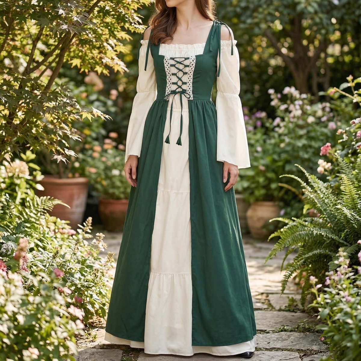 Renaissance Corset Dress, Medieval Fairy Gown for Women, Cottagecore Outfit, Fantasy Larp Costume, Ren Faire Dress, Larp Elf Dress - Tunic Costumes