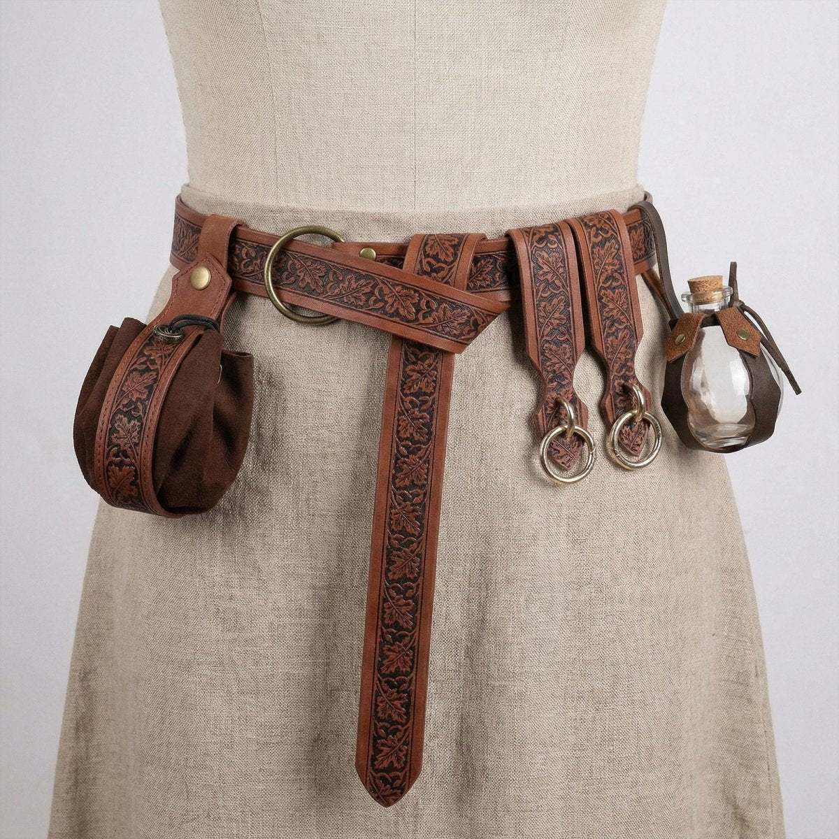 Medieval Viking Utility Belt with Pouch, Renaissance LARP Costume Accessory - Tunic Costumes
