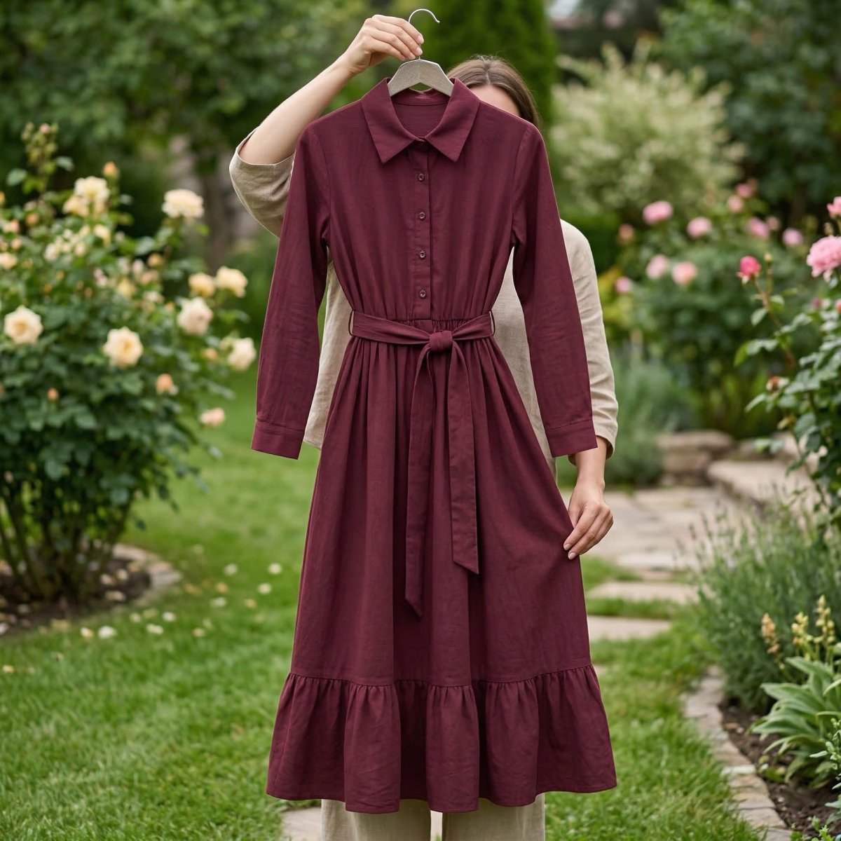 Women's Cottagecore Prairie Maxi Dress | Vintage Boho Long Sleeve Rustic Dress - Tunic Costumes