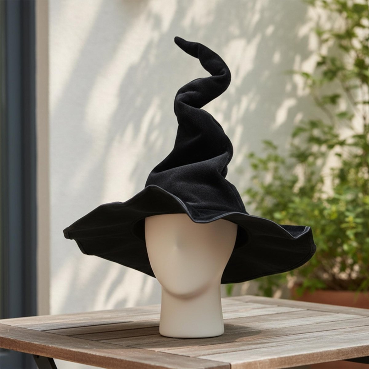Velvet Twisted Gothic Witch Hat, Halloween Cosplay Costume Accessory - Tunic Costumes