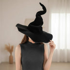 Velvet Twisted Gothic Witch Hat, Halloween Cosplay Costume Accessory - Tunic Costumes
