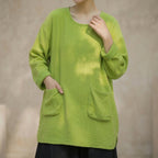 Women's Boho Cotton Knit Sweater - Lightweight Spring Pullover with Pockets - Tunic Costumes