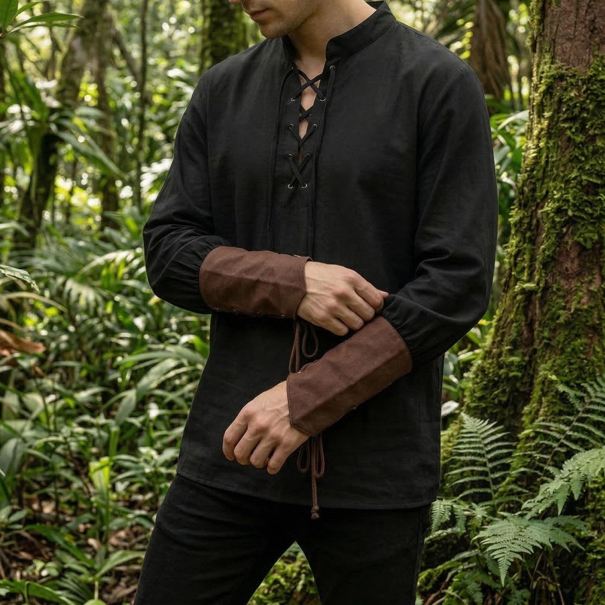 Men's Renaissance Pirate Tunic | Medieval Lace - Up Shirt | LARP Costume Outfit - Tunic Costumes