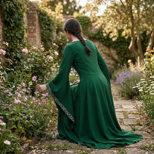 Forest Witch Medieval Dress, Vintage Embroidered Elf Costume, Adult Fantasy Party Dress, Role - Playing Outfit, Larp Costume - Tunic Costumes