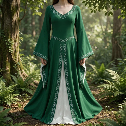 Forest Witch Medieval Dress, Vintage Embroidered Elf Costume, Adult Fantasy Party Dress, Role - Playing Outfit, Larp Costume - Tunic Costumes