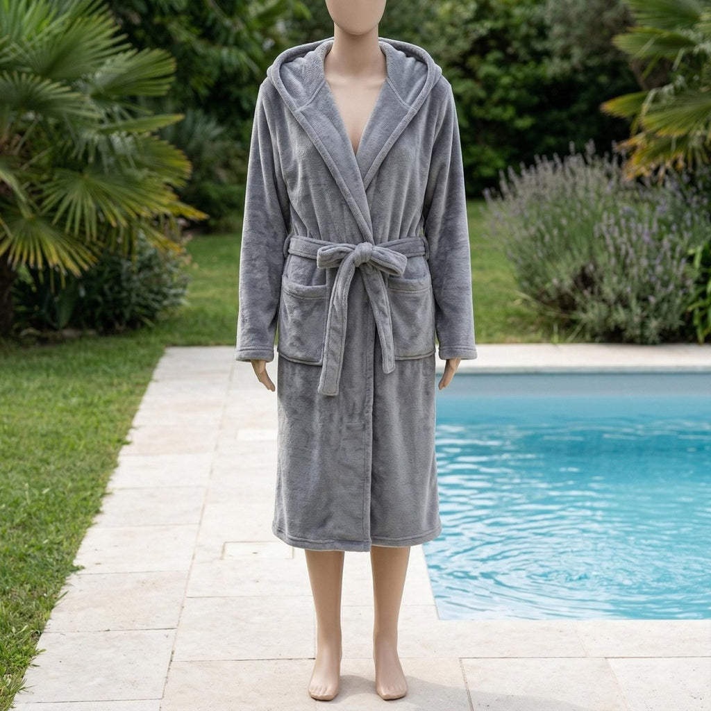 Mens Velour Hooded Robe, Soft Polyester Lounge Robe, Elegant Homewear, Cozy Bathrobe for Men, Comfortable House Robe, Gift for Him - Tunic Costumes