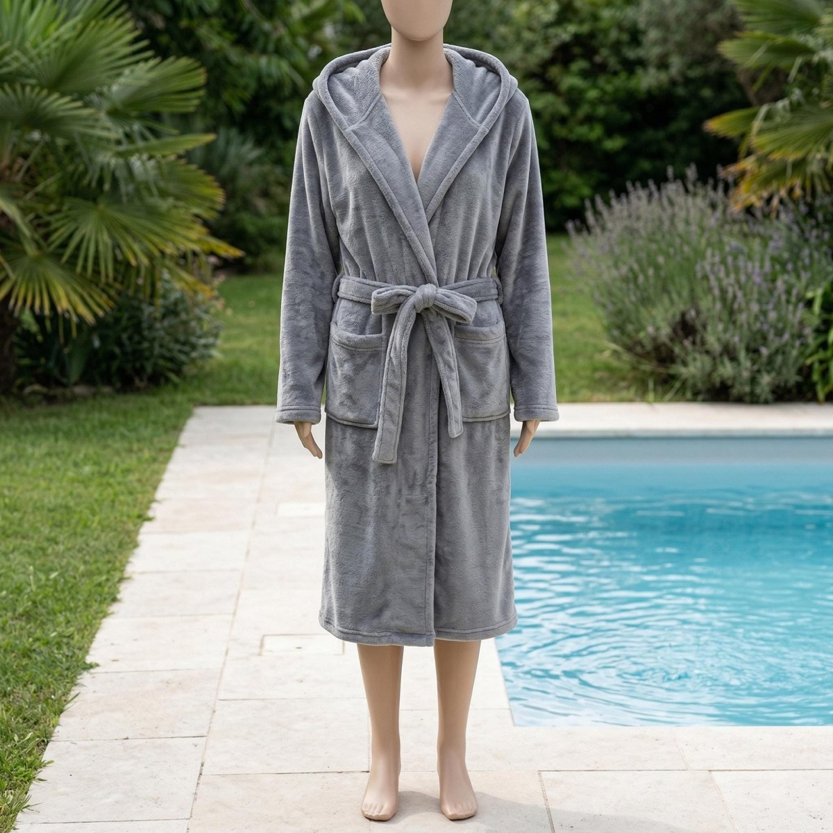 Mens Velour Hooded Robe, Soft Polyester Lounge Robe, Elegant Homewear, Cozy Bathrobe for Men, Comfortable House Robe, Gift for Him - Tunic Costumes