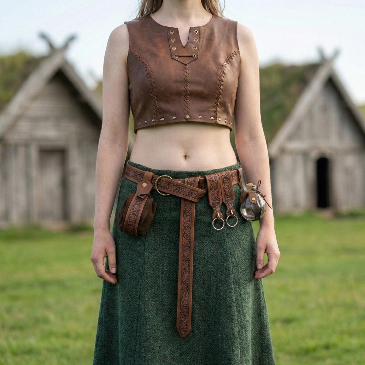 Medieval Viking Utility Belt with Pouch, Renaissance LARP Costume Accessory - Tunic Costumes