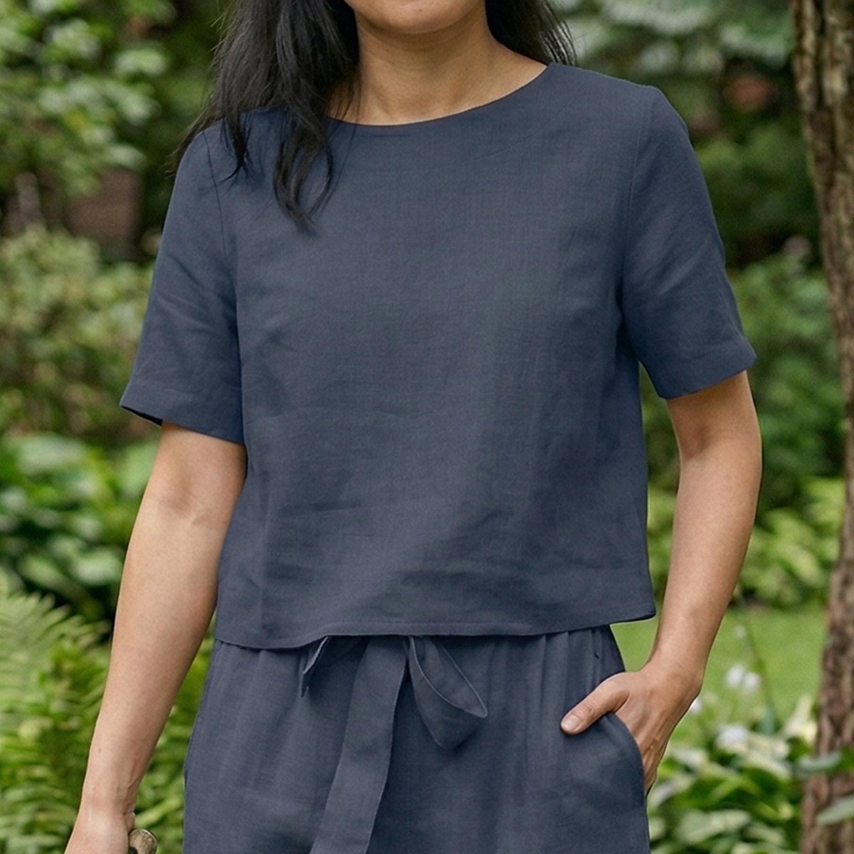 Linen Two Piece Set Women, Wide Leg Pants and Cami Top, Tie Strap Boho Outfit, Summer Casual Linen Clothing Set - Tunic Costumes
