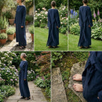Linen Maxi Dress Women, Oversized Flowy Dress, Long Sleeve Waist Cinching Dress, Soft Washed Linen Outfit, Casual Spring Wear - Tunic Costumes
