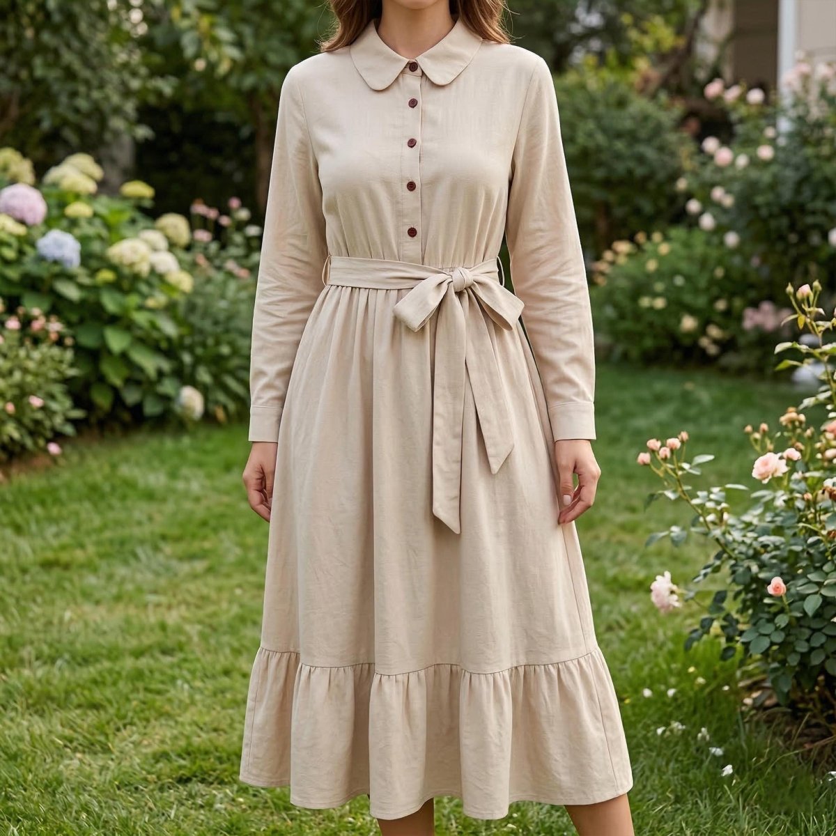 Women's Cottagecore Prairie Maxi Dress | Vintage Boho Long Sleeve Rustic Dress - Tunic Costumes
