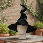 Velvet Twisted Gothic Witch Hat, Halloween Cosplay Costume Accessory - Tunic Costumes