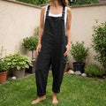 Women Linen Jumpsuit, Boho Relaxed Fit Overalls, Adjustable Strap Romper, Wide Leg Casual Outfit, Minimalist Clothing - Tunic Costumes
