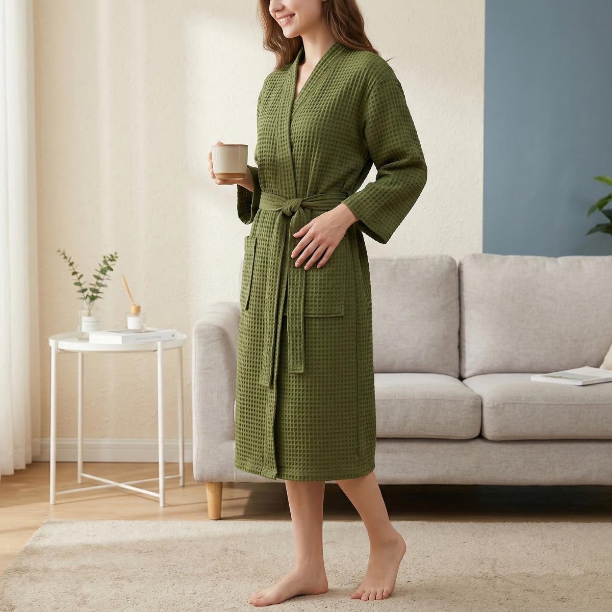 Cotton Terry Bathrobe – Lightweight Waffle Robe for Men & Women | Spring Summer Morning Robe - Tunic Costumes