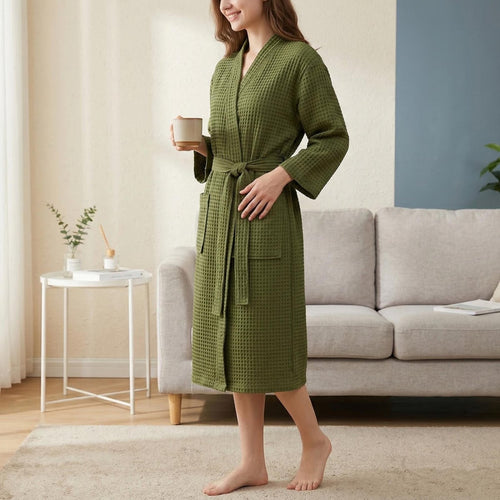 Cotton Terry Bathrobe – Lightweight Waffle Robe for Men & Women | Spring Summer Morning Robe - Tunic Costumes