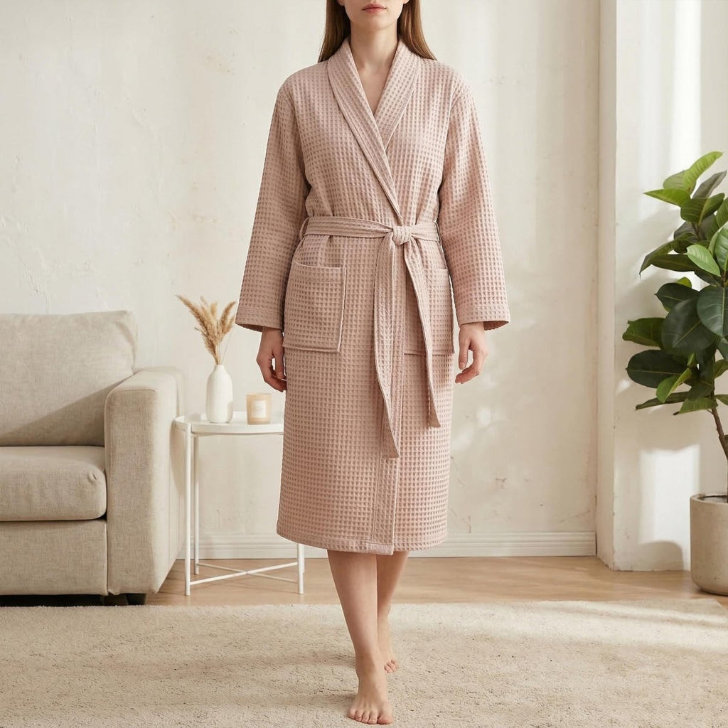 Cotton Terry Bathrobe – Lightweight Waffle Robe for Men & Women | Spring Summer Morning Robe - Tunic Costumes