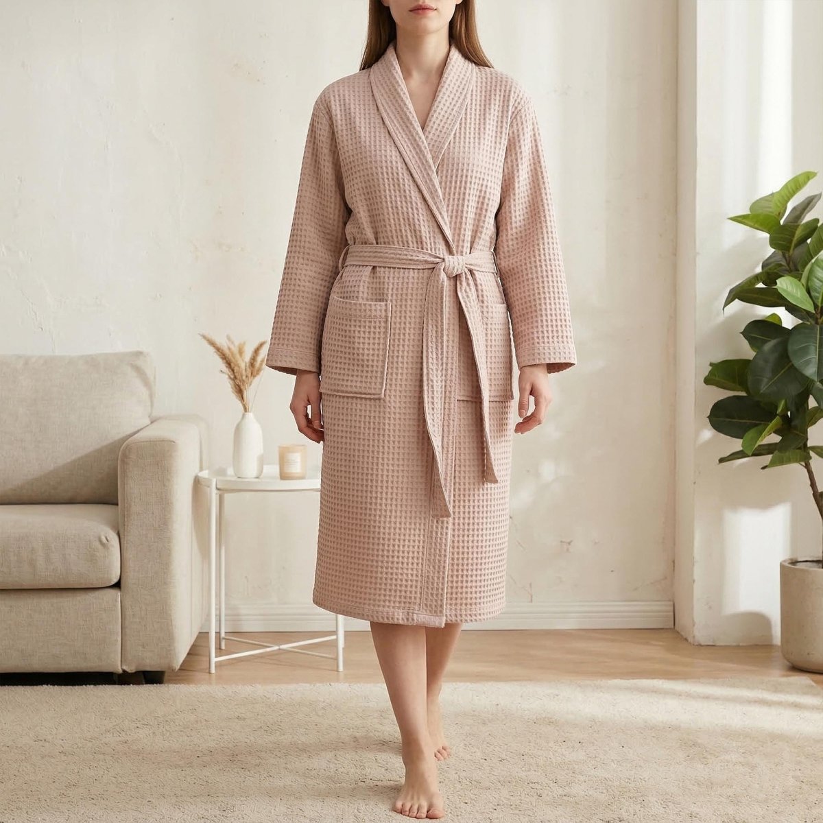 Cotton Terry Bathrobe – Lightweight Waffle Robe for Men & Women | Spring Summer Morning Robe - Tunic Costumes