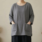 Women's Boho Cotton Knit Sweater - Lightweight Spring Pullover with Pockets - Tunic Costumes