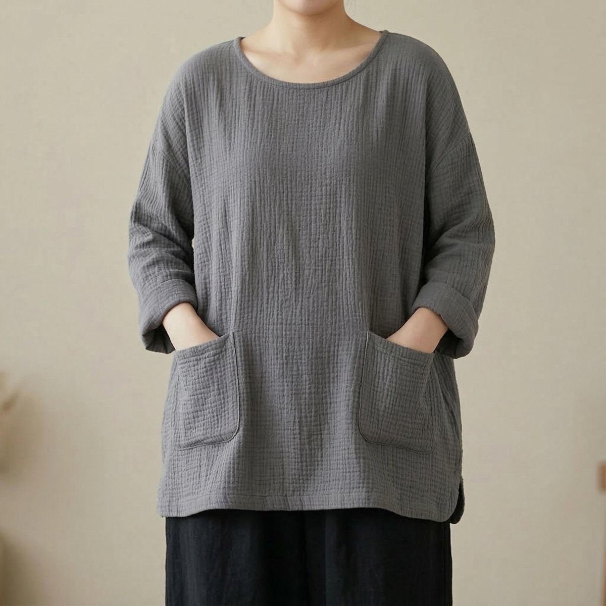 Women's Boho Cotton Knit Sweater - Lightweight Spring Pullover with Pockets - Tunic Costumes