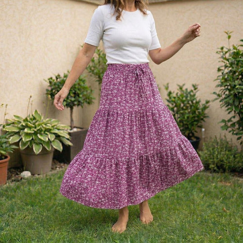 Boho A - Line Maxi Skirt, Flowing Tiered Summer Outfit - Tunic Costumes