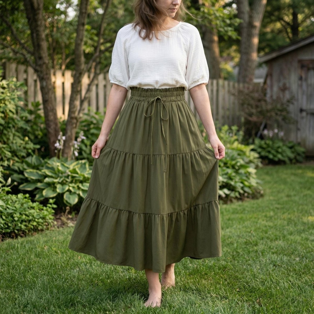 Boho A - Line Maxi Skirt, Flowing Tiered Summer Outfit - Tunic Costumes