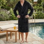 Mens Velour Hooded Robe, Soft Polyester Lounge Robe, Elegant Homewear, Cozy Bathrobe for Men, Comfortable House Robe, Gift for Him - Tunic Costumes