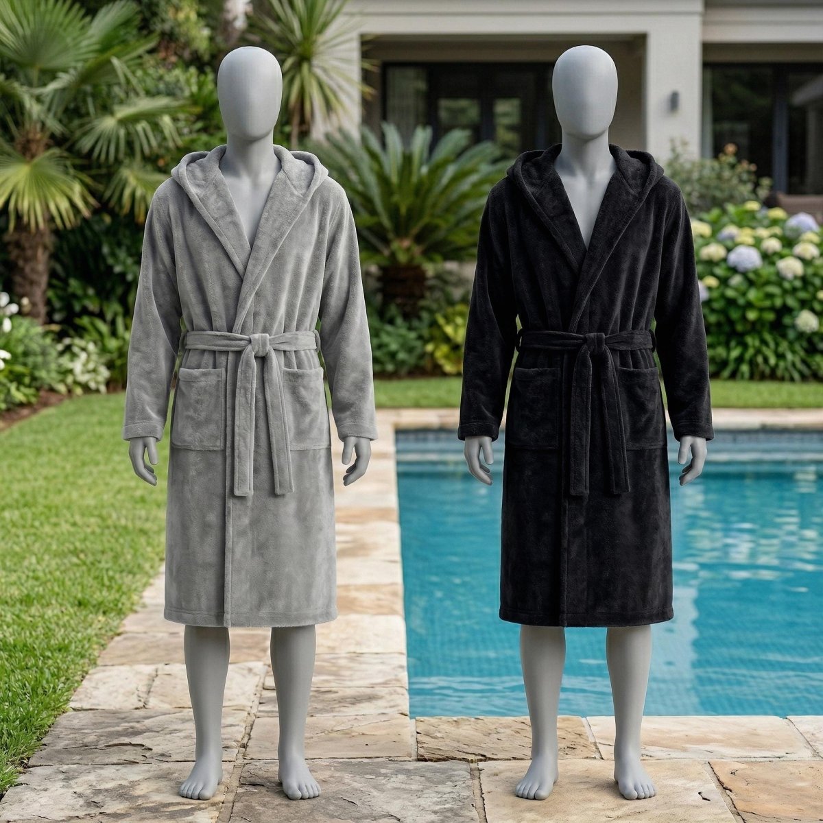 Mens Velour Hooded Robe, Soft Polyester Lounge Robe, Elegant Homewear, Cozy Bathrobe for Men, Comfortable House Robe, Gift for Him - Tunic Costumes