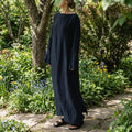Linen Maxi Dress Women, Oversized Flowy Dress, Long Sleeve Waist Cinching Dress, Soft Washed Linen Outfit, Casual Spring Wear - Tunic Costumes