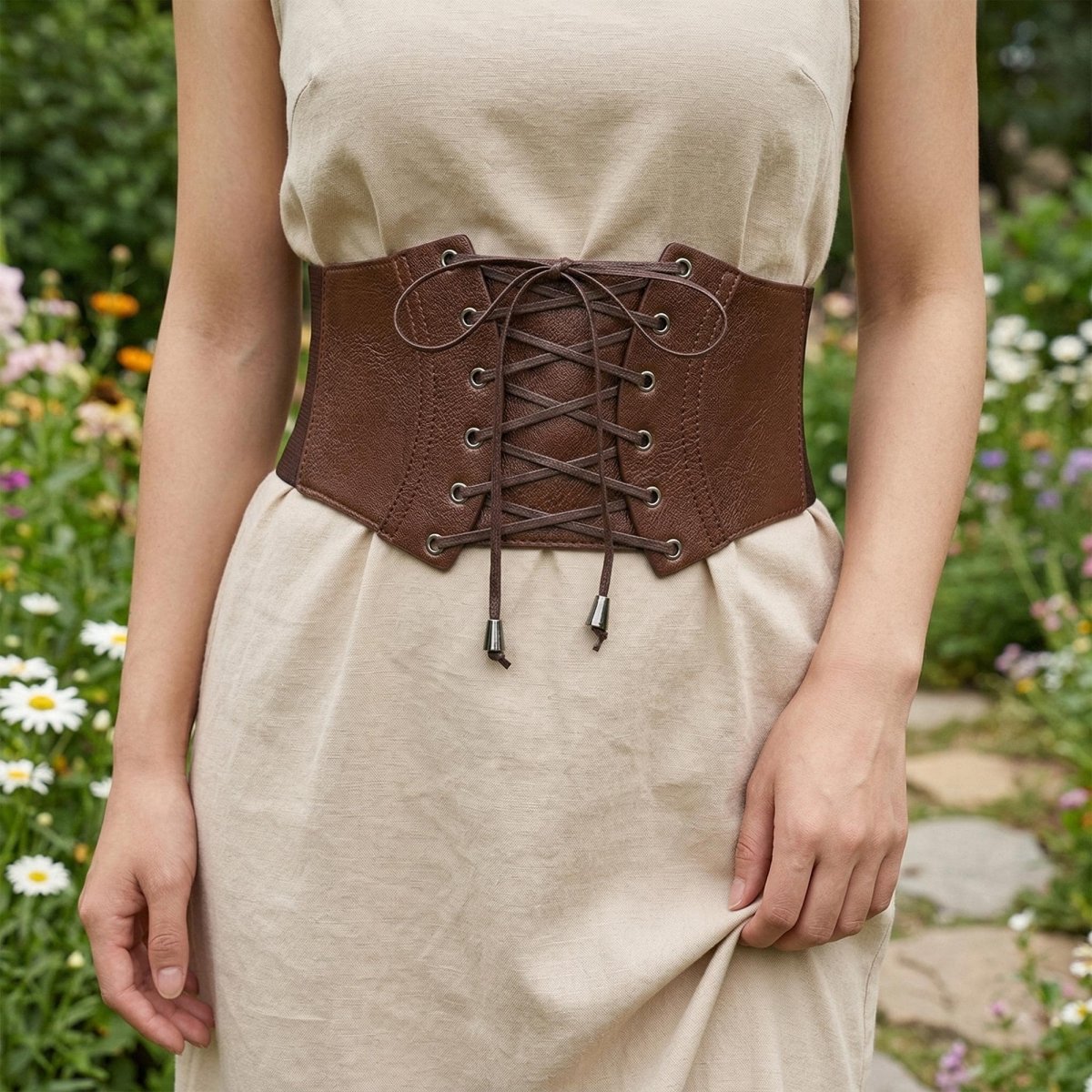 Corset Waist Cincher Belt Plus Size, Faux Leather Lace Up Belt, Medieval Renaissance Costume Belt, Ren Faire LARP Accessory - Tunic Costumes