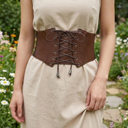 Corset Waist Cincher Belt Plus Size, Faux Leather Lace Up Belt, Medieval Renaissance Costume Belt, Ren Faire LARP Accessory - Tunic Costumes