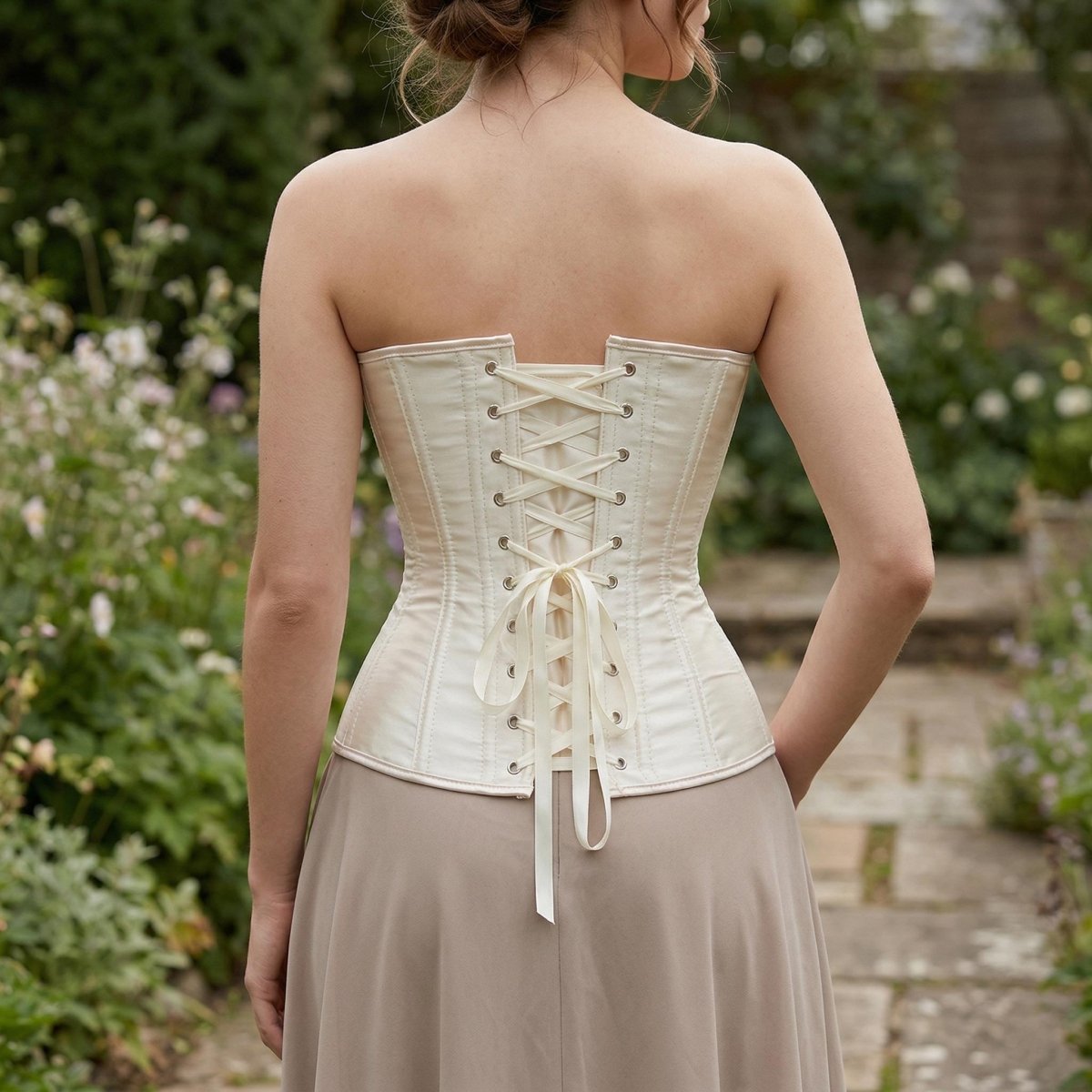 Silk Satin Corset Dress, Renaissance Body Shaping Gown, Medieval Cosplay Outfit - Tunic Costumes